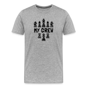 My Crew Chess Pieces Funny Strategist Graphic - Men's Premium Organic T-Shirt - heather grey - Front - Damien (186cm)