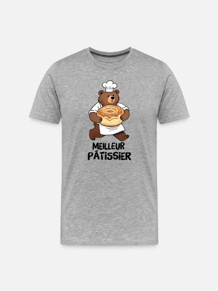 Bester Konditor - Männer Premium Bio T-Shirt - Grau meliert