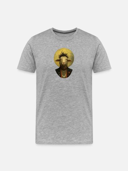 Mondschein-Schaf im Anzug - Männer Premium Bio T-Shirt - Grau meliert