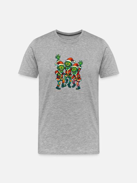 Funny Christmas Zombies in Santa Hat - Men's Premium Organic T-Shirt - heather grey