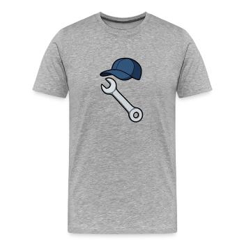 Gigi Mechanic's Hat and Key - Men's Premium Organic T-Shirt - heather grey - Front - Damien (186cm)