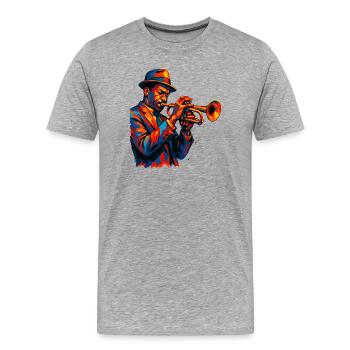 Jazz - Trompette - Musique - T-shirt bio Premium Homme - gris chiné - Devant - Damien (186cm)