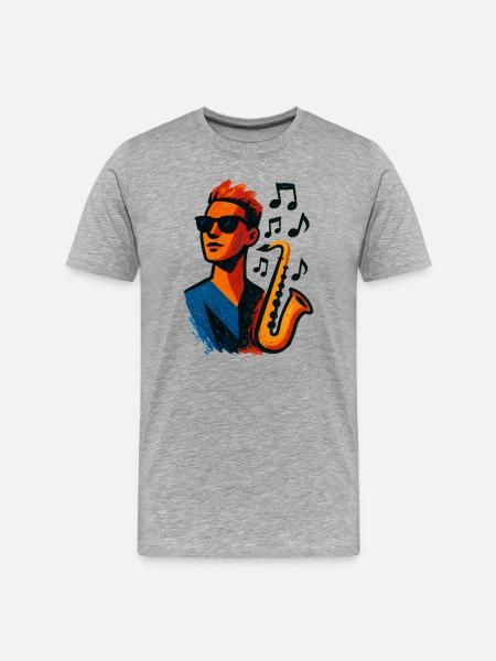 Saxophone - Jazz - Music - Men's Premium Organic T-Shirt - heather grey