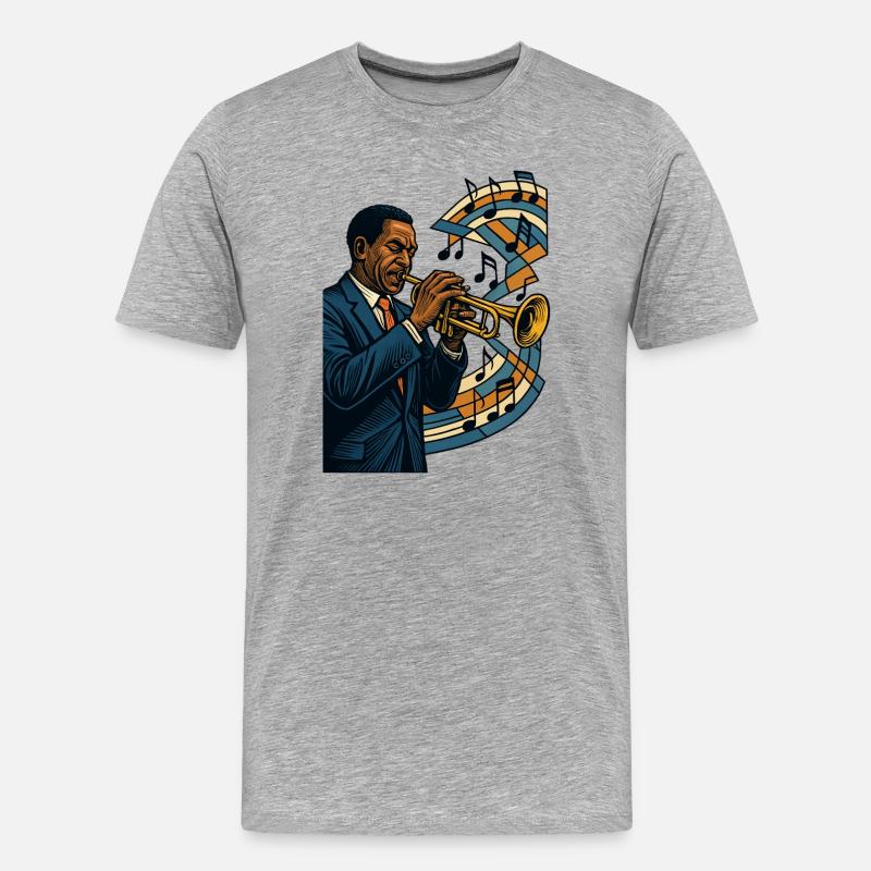 Trompeter Jazz Bebop Groove Poster Geschenk - Männer Premium Bio T-Shirt - Grau meliert