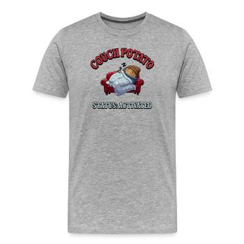 Couch Potato - Männer Premium Bio T-Shirt - Grau meliert - Vorne - Damien (186cm)