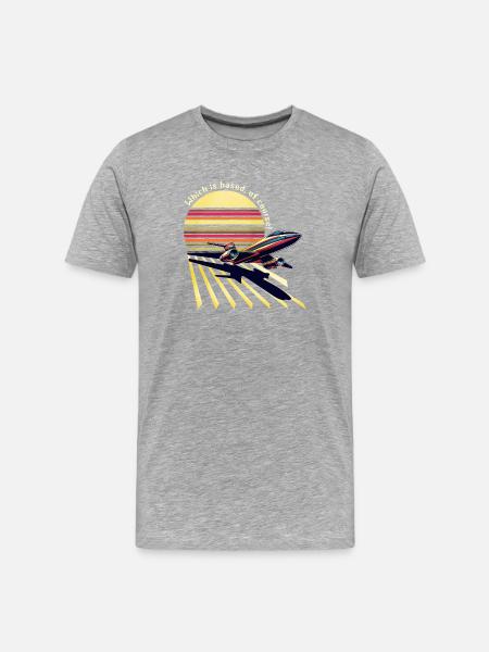Retro Flugzeug Sonnenuntergang (Based!) - Männer Premium Bio T-Shirt - Grau meliert