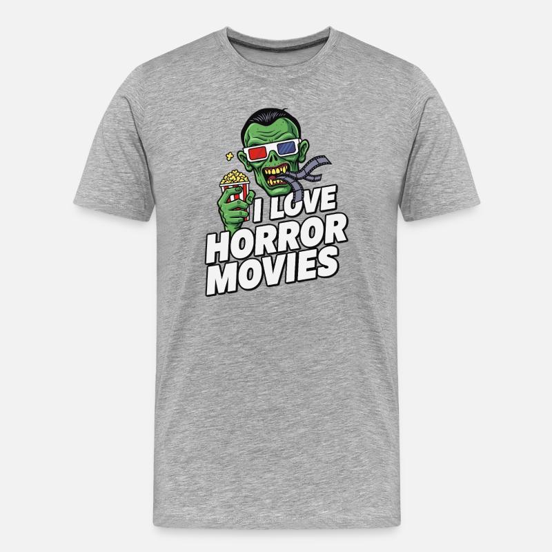 Zombie Filmliebe Pop-Art Horror - Männer Premium Bio T-Shirt - Grau meliert