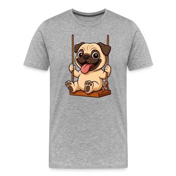 Adorable carlin de dessin animé Aire de jeux Amitié Haletant - T-shirt bio Premium Homme - gris chiné - Devant - Damien (186cm)