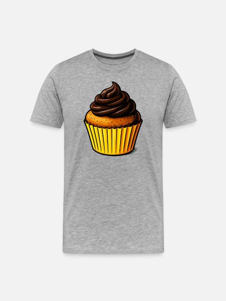 Chocolate Cupcake Illustration - Men's Premium Organic T-Shirt - heather grey