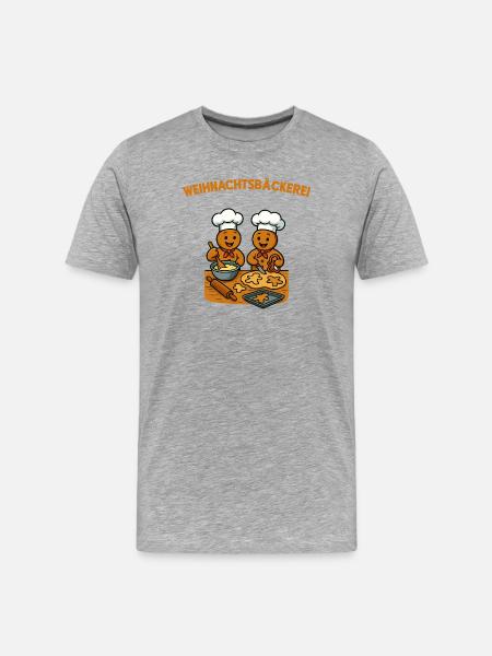 Christmas Bakery Gingerbread Man Cartoon - Men's Premium Organic T-Shirt - heather grey