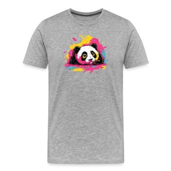 Panda Farbsplash - Männer Premium Bio T-Shirt - Grau meliert - Vorne - Damien (186cm)