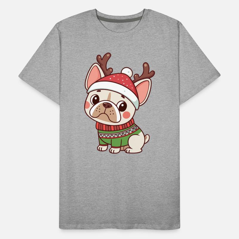 Chiot Noël Bonnet et Pull Vert T-shirt bio Premium Homme