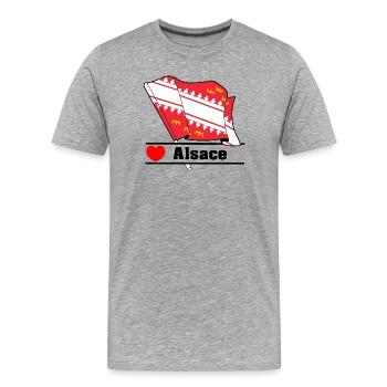 Elsass-Flagge + Herz + Text "Elsass" - Männer Premium Bio T-Shirt - Grau meliert - Vorne - Damien (186cm)