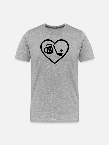 Heart Golf Bier - Männer Premium Bio T-Shirt - Grau meliert