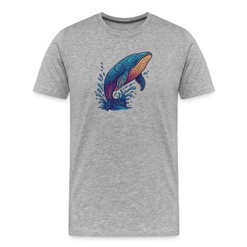 Flux de couleur des baleines - T-shirt bio Premium Homme - gris chiné - Devant - Damien (186cm)