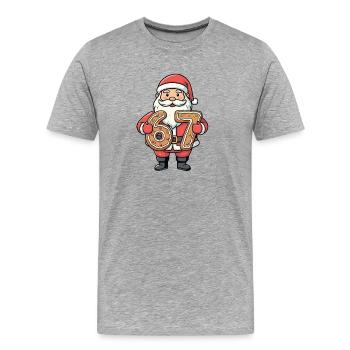 Santa 67 Meme-Keks-Ziffern - Männer Premium Bio T-Shirt - Grau meliert - Vorne - Damien (186cm)