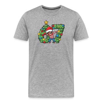Tapoter le Père Noël 67 sur la couronne de Noël - T-shirt bio Premium Homme - gris chiné - Devant - Damien (186cm)