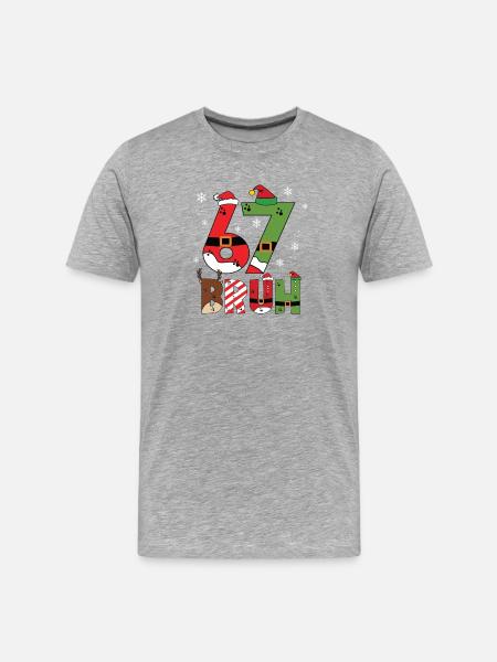 67 Bruh Meme Tipografía Navidad - Camiseta orgánica premium hombre - gris jaspeado