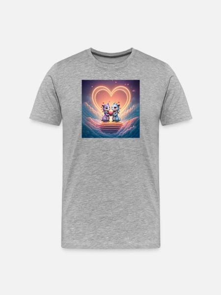 Neon Dragons in Love - Men's Premium Organic T-Shirt - heather grey