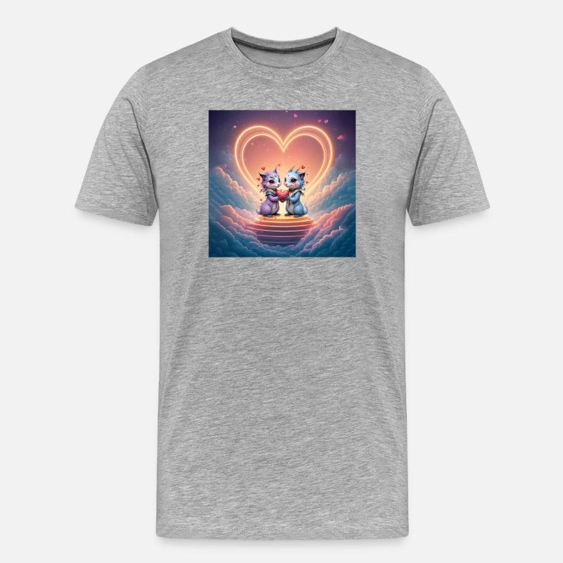 Neondrachen verliebt - Männer Premium Bio T-Shirt - Grau meliert