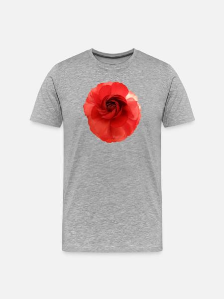 Red Rose Flower Print Large - Men's Premium Organic T-Shirt - heather grey