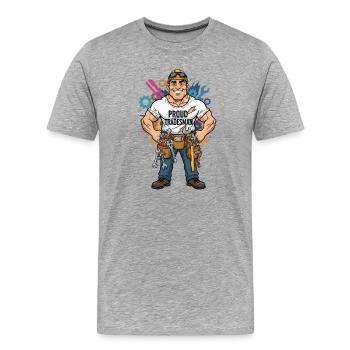 Proud Craftsman Comic Style Craft Profession Design - Men's Premium Organic T-Shirt - heather grey - Front - Damien (186cm)