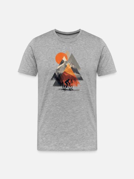 Mountain Geometry Cycling – Modern Adventure Art - Men's Premium Organic T-Shirt - heather grey