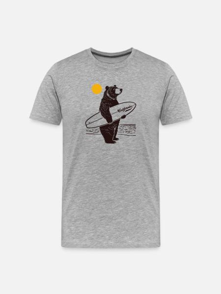California Surf Bear - Men's Premium Organic T-Shirt - heather grey