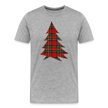 Schottischer Rot-Tartanbaum - Männer Premium Bio T-Shirt - Grau meliert - Vorne - Damien (186cm)