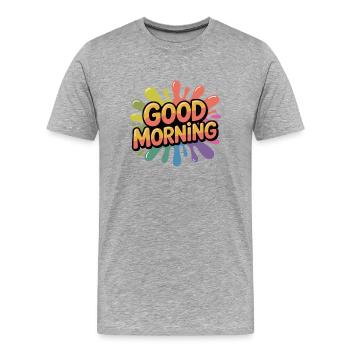 Good Morning Rainbow Splash - Men's Premium Organic T-Shirt - heather grey - Front - Damien (186cm)
