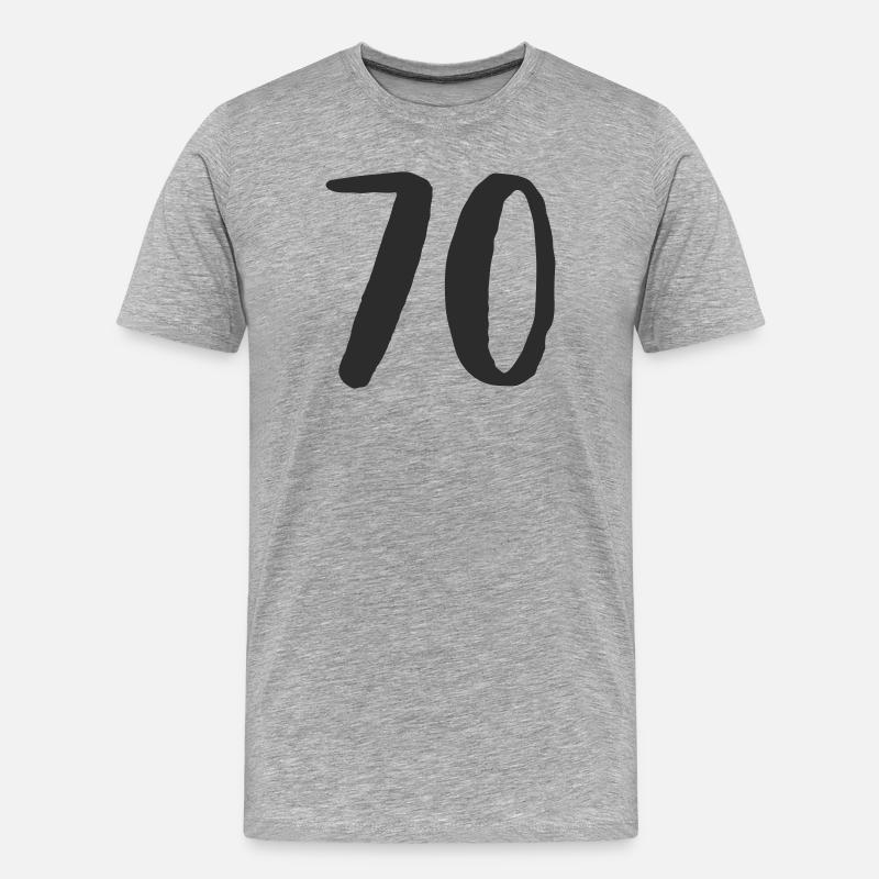 70er Zahl Nummer - Männer Premium Bio T-Shirt - Grau meliert