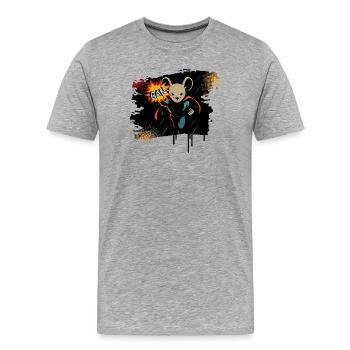 Motif de bande dessinée d’action de super-héros souris BAM - T-shirt bio Premium Homme - gris chiné - Devant - Damien (186cm)