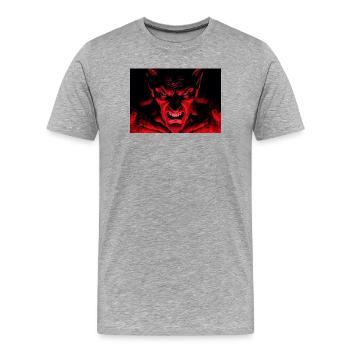 Le Diable - T-shirt bio Premium Homme - gris chiné - Devant - Damien (186cm)