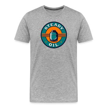 Steady Oil Retro Emblem - Men's Premium Organic T-Shirt - heather grey - Front - Damien (186cm)
