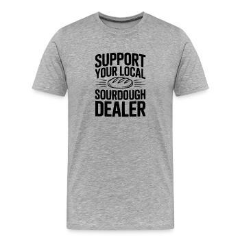 Soutenez votre revendeur local de levain - T-shirt bio Premium Homme - gris chiné - Devant - Damien (186cm)