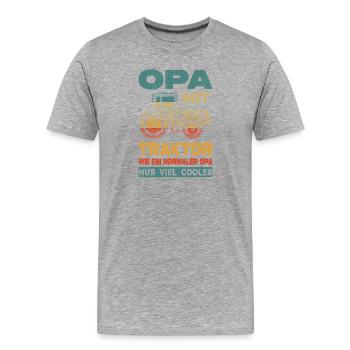Grand-père avec un tracteur comme un grand-père normal, c’est juste très cool - T-shirt bio Premium Homme - gris chiné - Devant - Damien (186cm)