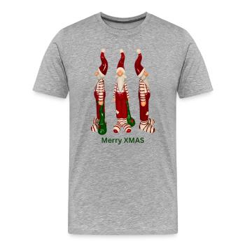 Santa Trio Merry XMAS - Men's Premium Organic T-Shirt - heather grey - Front - Damien (186cm)