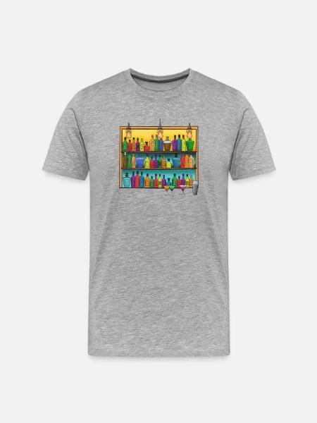 Bunte Barflaschen Collage - Männer Premium Bio T-Shirt - Grau meliert
