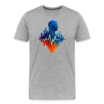 Portrait Musical Jazz et Fréquence Sonore - T-shirt bio Premium Homme - gris chiné - Devant - Damien (186cm)