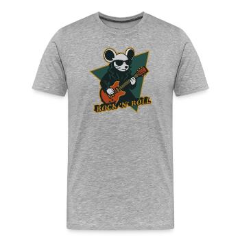 Maus mit Gitarre Cooles Cartoon - Männer Premium Bio T-Shirt - Grau meliert - Vorne - Damien (186cm)