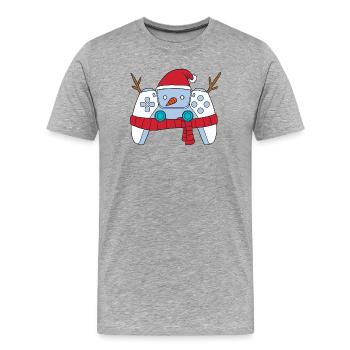 Manette de jeu vidéo Snowman Joueur de Noël - T-shirt bio Premium Homme - gris chiné - Devant - Damien (186cm)