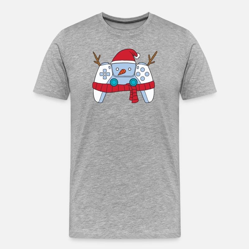 Schneemann-Videospiel-Controller Weihnachts-Gamer - Männer Premium Bio T-Shirt - Grau meliert