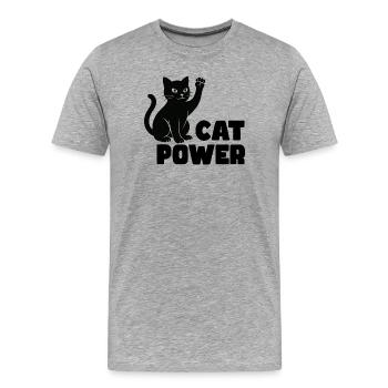 Katzenkraft - Männer Premium Bio T-Shirt - Grau meliert - Vorne - Damien (186cm)