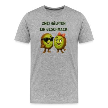 Zwei Hälften Ein Geschmack Kiwi - Männer Premium Bio T-Shirt - Grau meliert - Vorne - Damien (186cm)