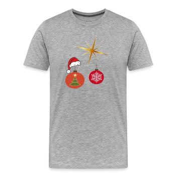 Weihnachtsstern und Weihnachtskugel - Männer Premium Bio T-Shirt - Grau meliert - Vorne - Damien (186cm)
