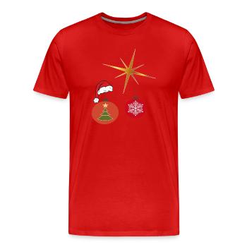 Weihnachtsstern und Weihnachtskugel - Männer Premium Bio T-Shirt - Rot - Vorne - Damien (186cm)