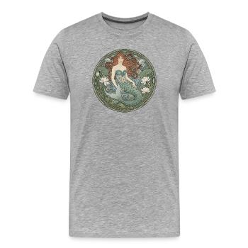 Sirène dans le cercle Art nouveau - T-shirt bio Premium Homme - gris chiné - Devant - Damien (186cm)