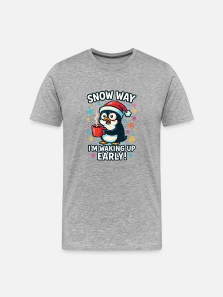 Penguin Awakened Early Coffee Christmas - Men's Premium Organic T-Shirt - heather grey