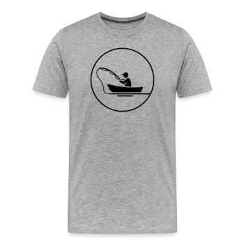 Angler in Boat Silhouette Logo Clean - Men's Premium Organic T-Shirt - heather grey - Front - Damien (186cm)