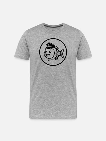 Funny Fish Captain Cap Comic - Men's Premium Organic T-Shirt - heather grey